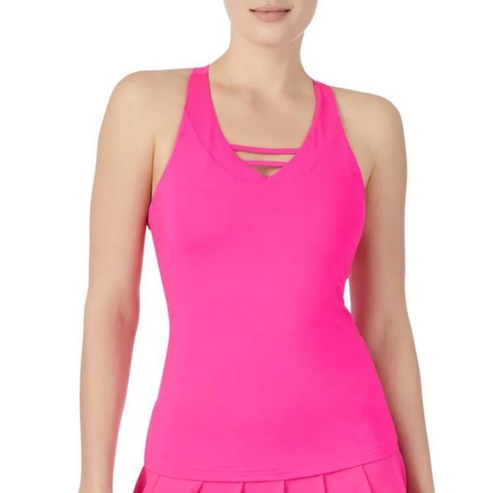 FILA OUTFIT - Essentials Pink Halter Tennis Tank AND Tiered Ruffle Skort, Size M